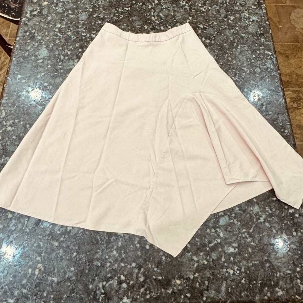 Zara Pink A-Line Midi Skirt Asymmetrical Slit Woman’s Size M